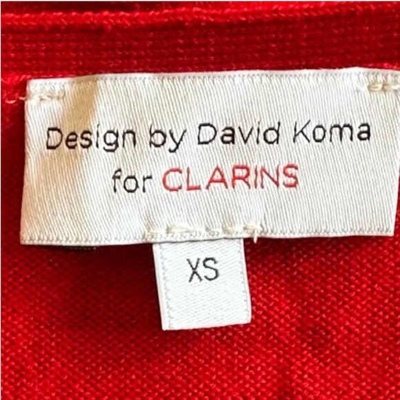 Design by David Koma for Clarins Red Wool Blend Button Front Long Cardigan XS - Picture 5 of 5